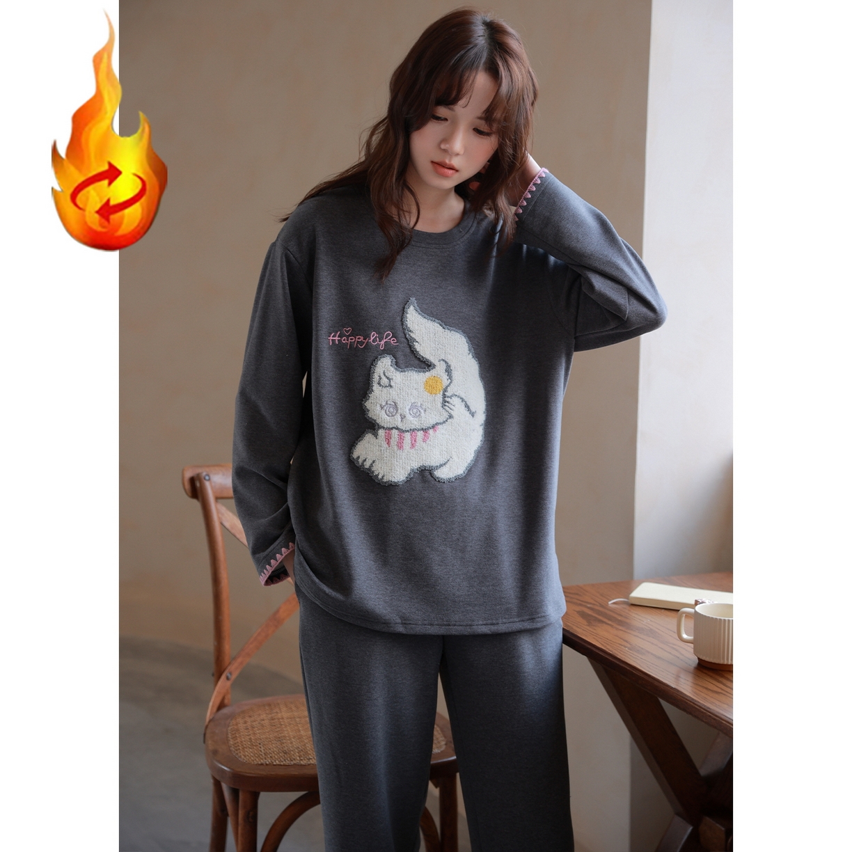 91家纺网 家纺一手货源 找家纺 （总）洛兰沙家居馆 只代发德绒加厚300克春秋新款女款套头居家睡裙休闲宽松家居服