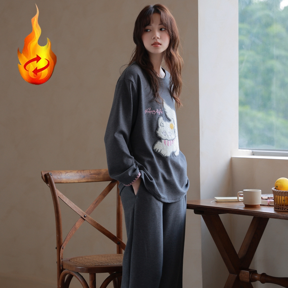 （总）洛兰沙家居馆 只代发德绒加厚300克春秋新款女款套头居家睡裙休闲宽松家居服