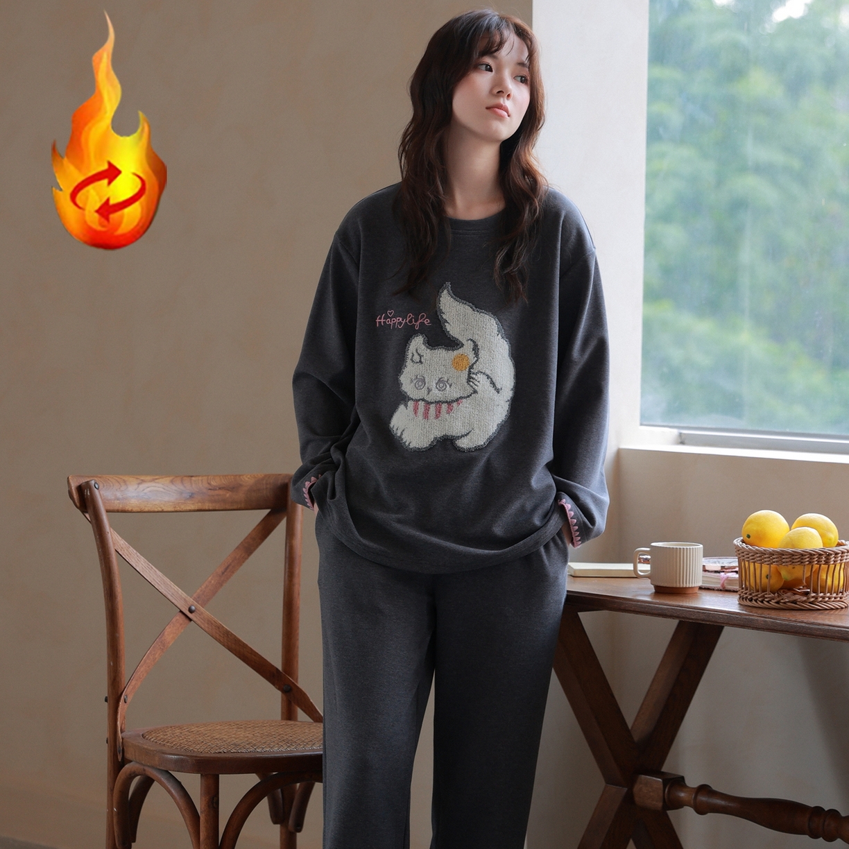 91家纺网 家纺一手货源 找家纺 （总）洛兰沙家居馆 只代发德绒加厚300克春秋新款女款套头居家睡裙休闲宽松家居服