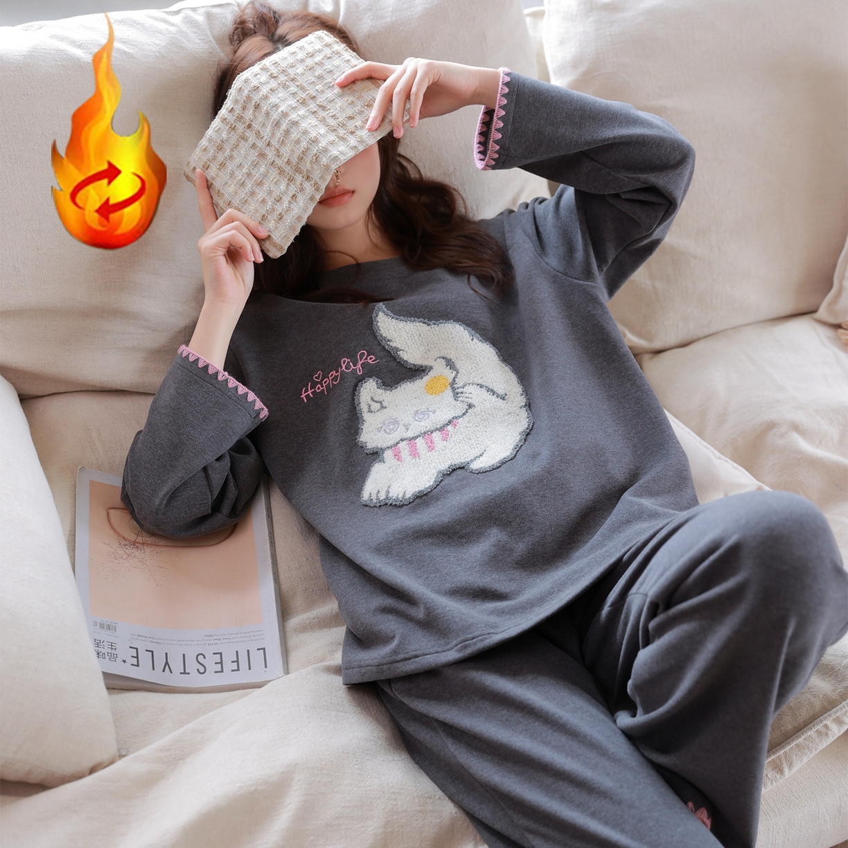 91家纺网 家纺一手货源 找家纺 （总）洛兰沙家居馆 只代发德绒加厚300克春秋新款女款套头居家睡裙休闲宽松家居服