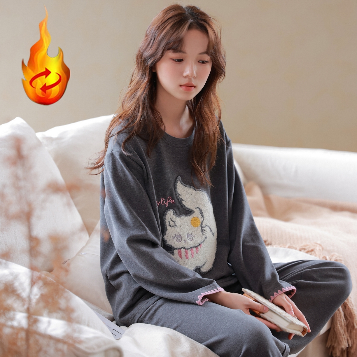 91家纺网 家纺一手货源 找家纺 （总）洛兰沙家居馆 只代发德绒加厚300克春秋新款女款套头居家睡裙休闲宽松家居服