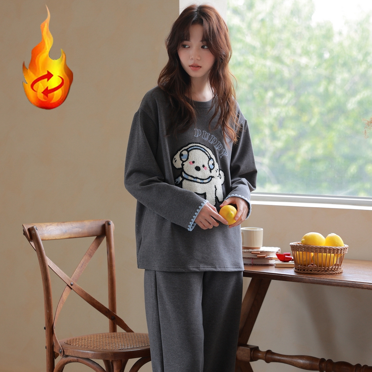 91家纺网 家纺一手货源 找家纺 洛兰沙家居馆 只代发德绒加厚300克春秋新款女款套头居家睡裙休闲宽松家居服 42322