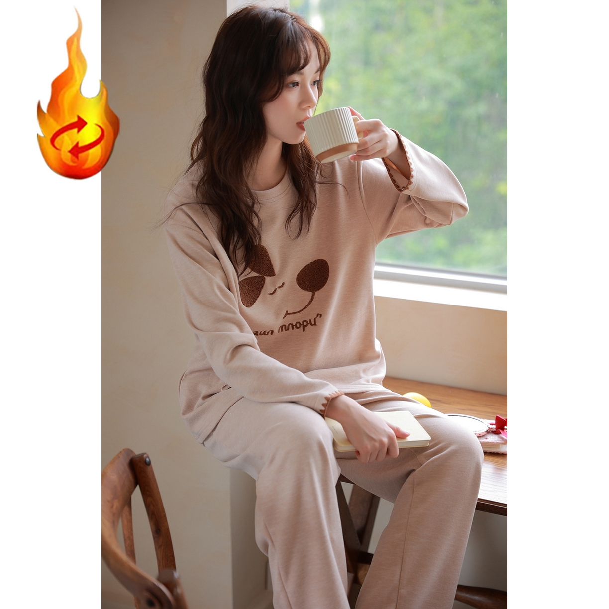 91家纺网 家纺一手货源 找家纺 洛兰沙家居馆 只代发德绒加厚300克春秋新款女款套头居家睡裙休闲宽松家居服 42324