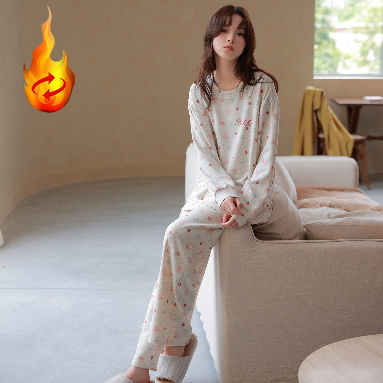 91家纺网 家纺一手货源 找家纺 洛兰沙家居馆 只代发德绒加厚300克春秋新款女款套头居家睡裙休闲宽松家居服 42326