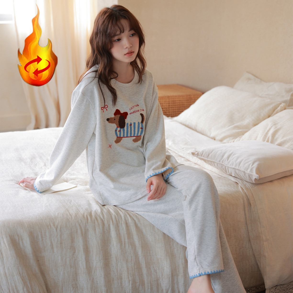 91家纺网 家纺一手货源 找家纺 洛兰沙家居馆 只代发德绒加厚300克春秋新款女款套头居家睡裙休闲宽松家居服 42328