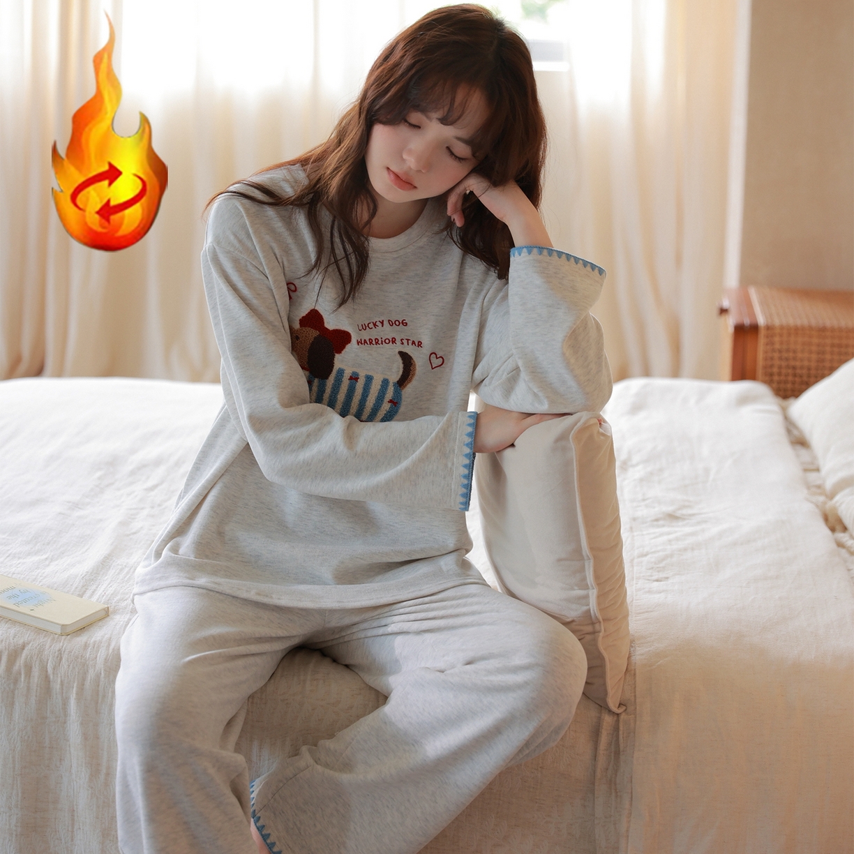 91家纺网 家纺一手货源 找家纺 洛兰沙家居馆 只代发德绒加厚300克春秋新款女款套头居家睡裙休闲宽松家居服 42328