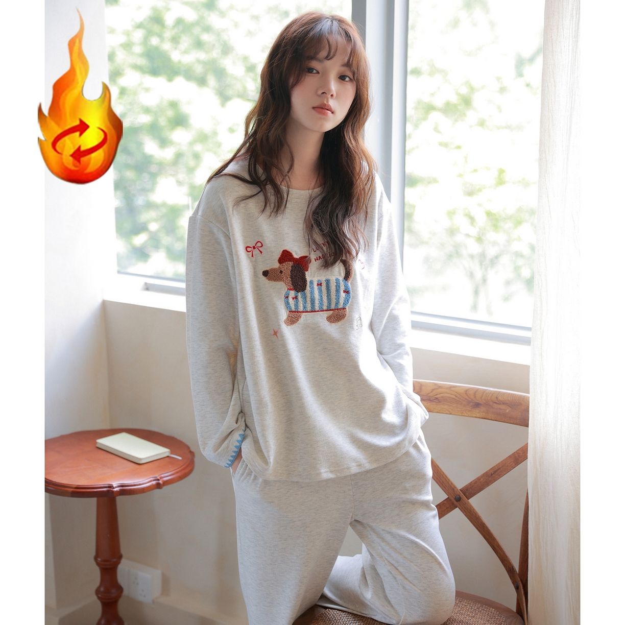 91家纺网 家纺一手货源 找家纺 洛兰沙家居馆 只代发德绒加厚300克春秋新款女款套头居家睡裙休闲宽松家居服 42328