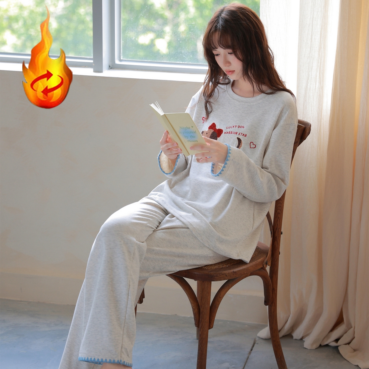 91家纺网 家纺一手货源 找家纺 洛兰沙家居馆 只代发德绒加厚300克春秋新款女款套头居家睡裙休闲宽松家居服 42328