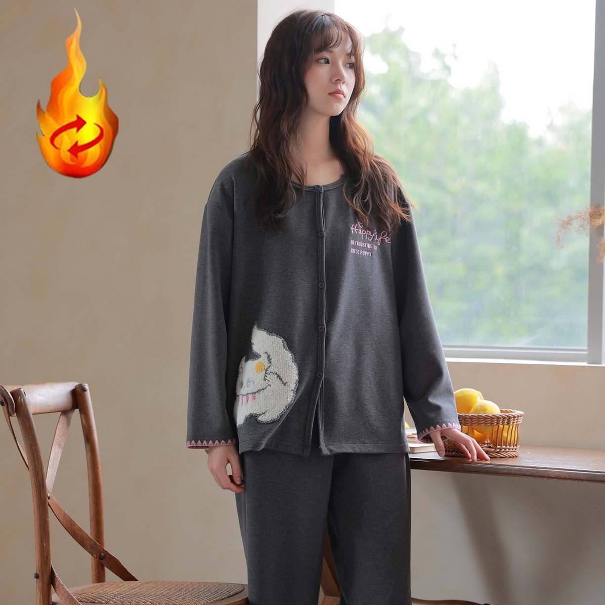 91家纺网 家纺一手货源 找家纺 （总）洛兰沙家居馆 2025新款睡衣女长袖新款春秋双层羊绒德绒可外穿卡通开衫家居服套装韩版秋冬