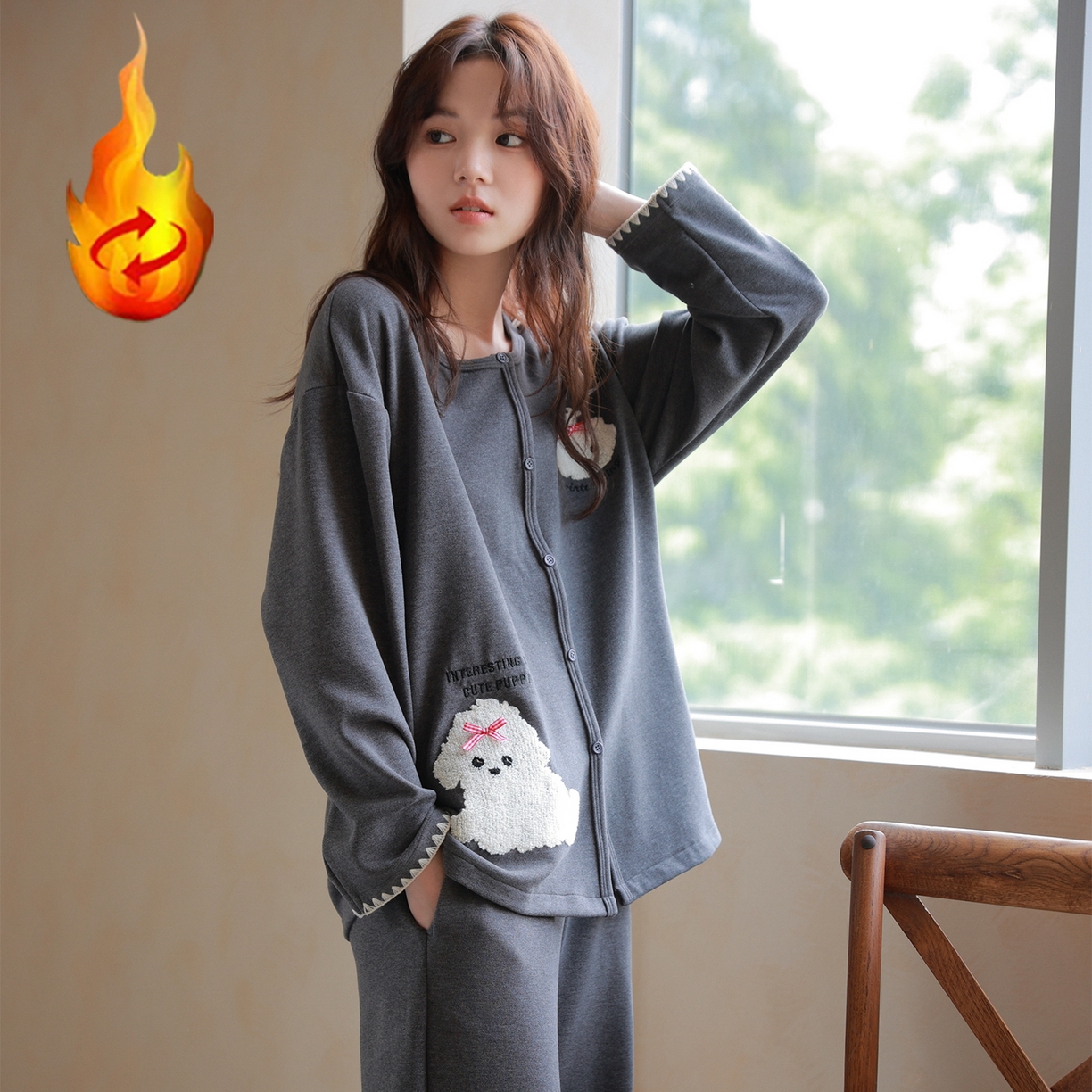 91家纺网 家纺一手货源 找家纺 （总）洛兰沙家居馆 2025新款睡衣女长袖新款春秋双层羊绒德绒可外穿卡通开衫家居服套装韩版秋冬