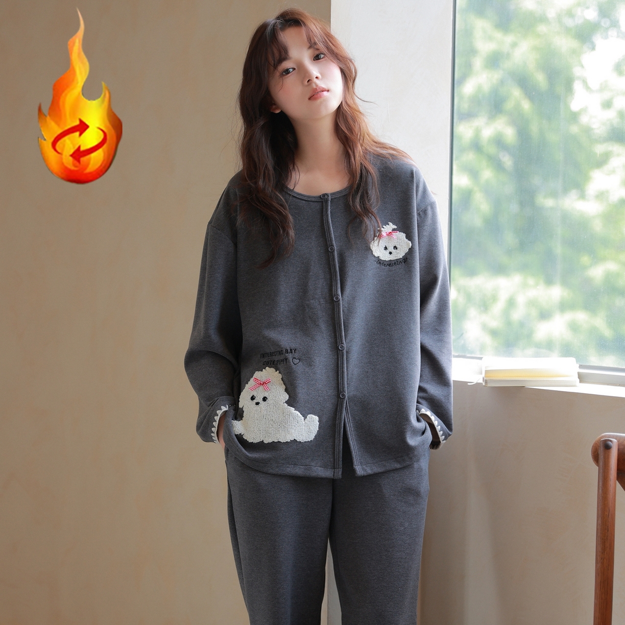 91家纺网 家纺一手货源 找家纺 （总）洛兰沙家居馆 2025新款睡衣女长袖新款春秋双层羊绒德绒可外穿卡通开衫家居服套装韩版秋冬