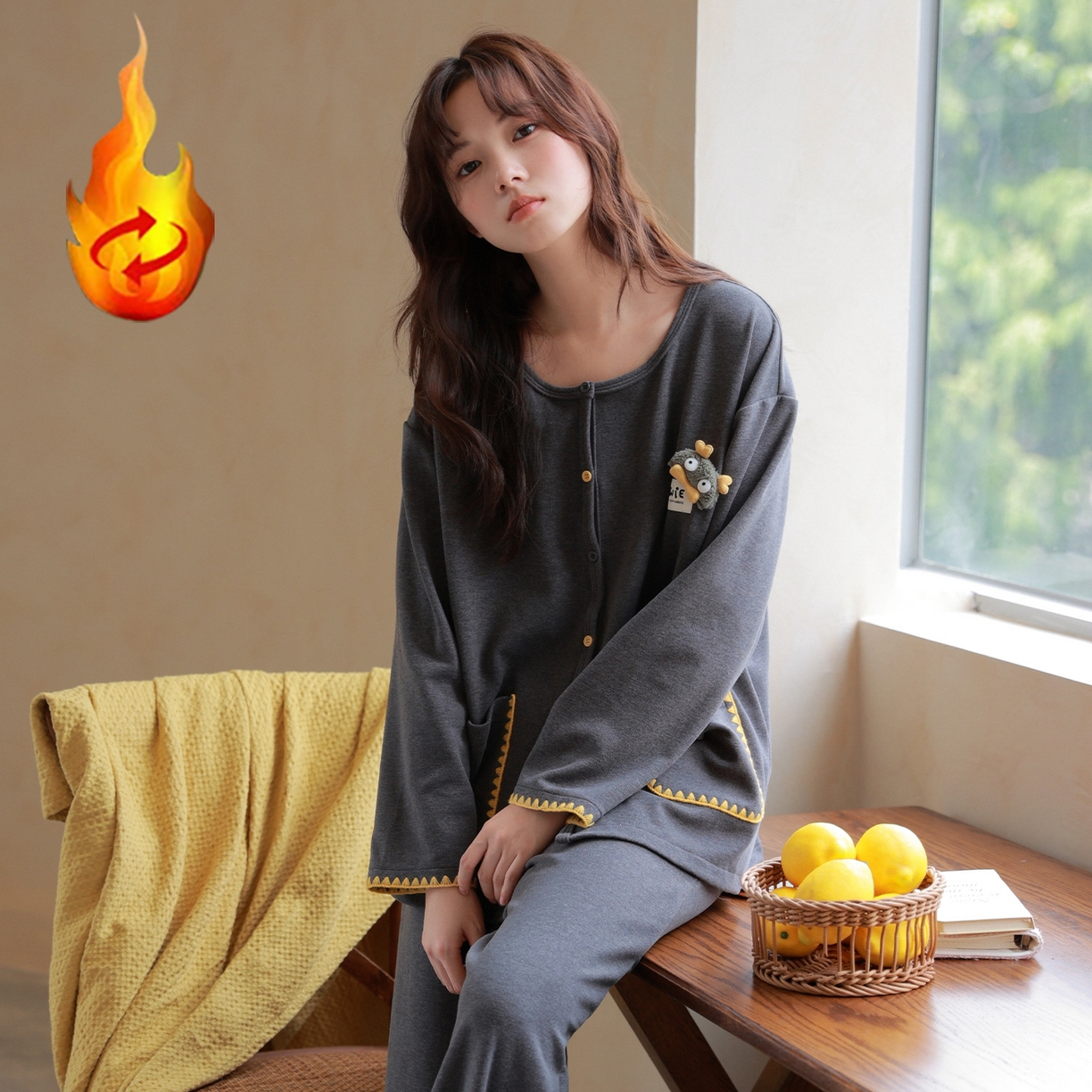 91家纺网 家纺一手货源 找家纺 洛兰沙家居馆 2025新款睡衣女长袖新款春秋双层羊绒德绒可外穿卡通开衫家居服套装韩版秋冬 42314