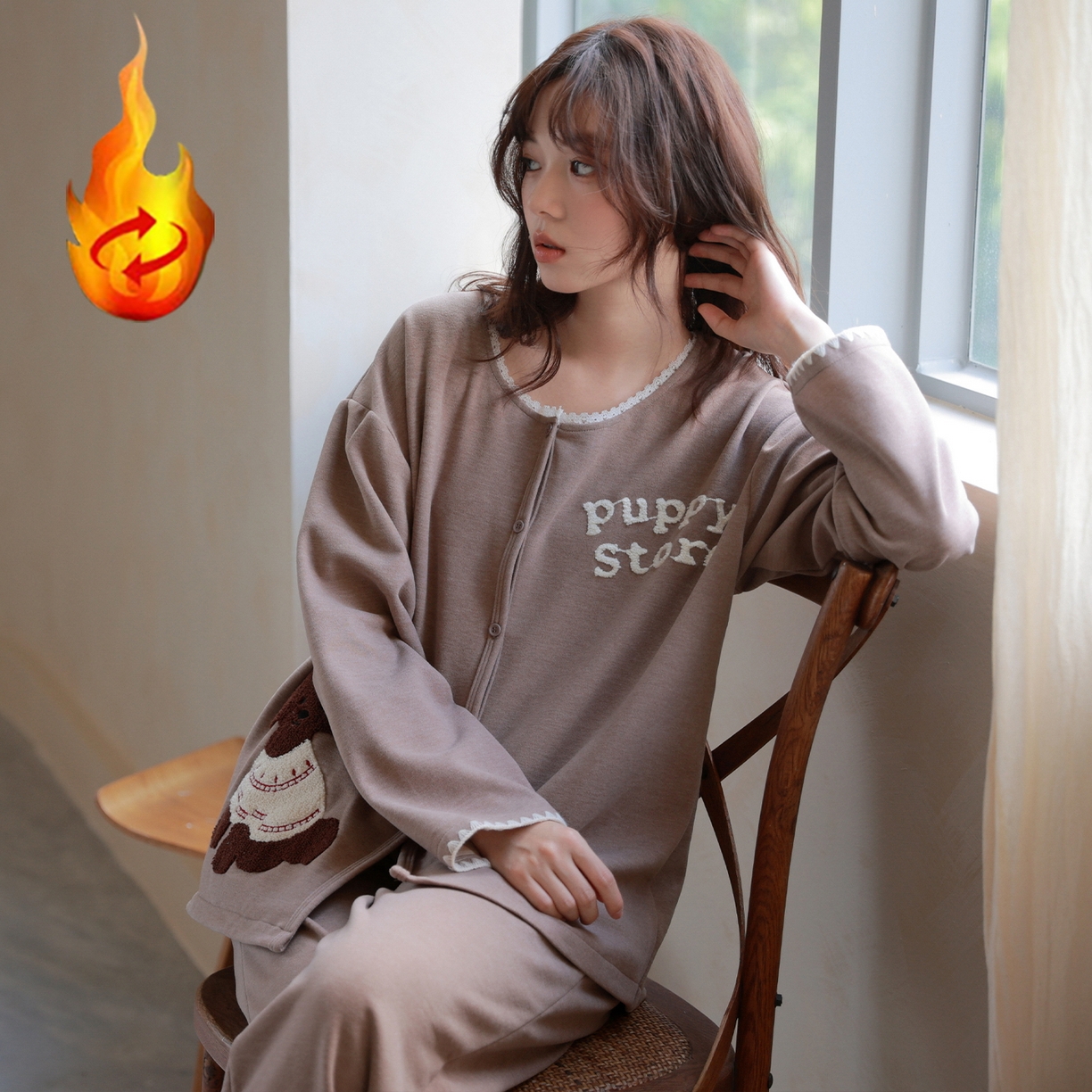 91家纺网 家纺一手货源 找家纺 洛兰沙家居馆 2025新款睡衣女长袖新款春秋双层羊绒德绒可外穿卡通开衫家居服套装韩版秋冬 42318