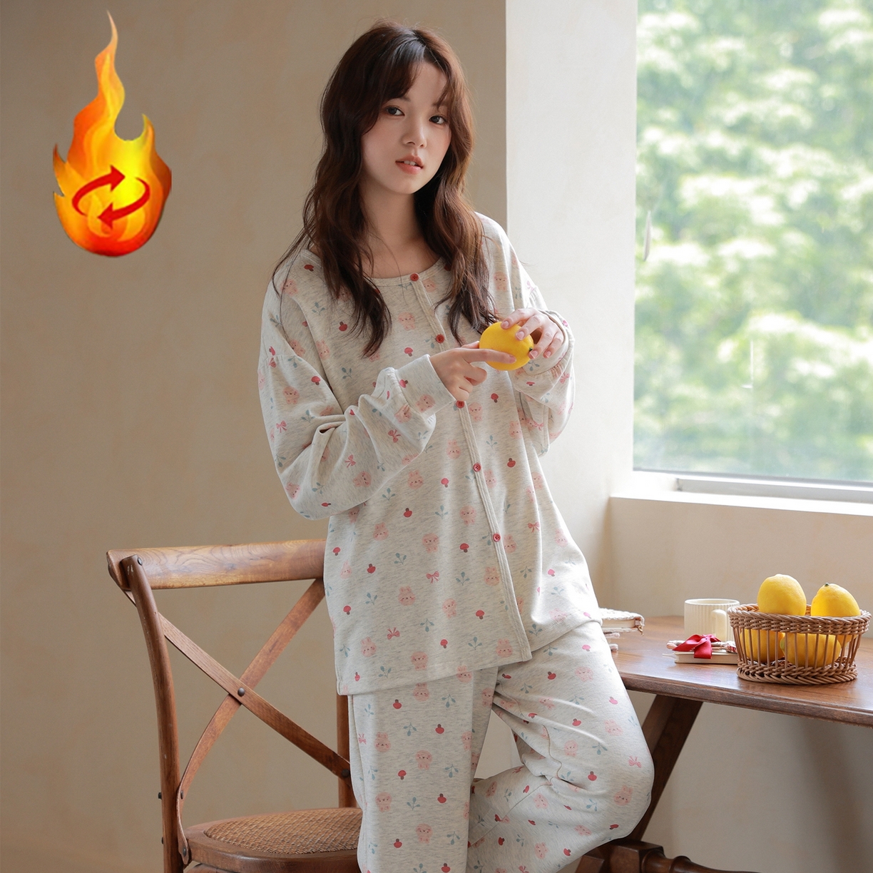 91家纺网 家纺一手货源 找家纺 洛兰沙家居馆 2025新款睡衣女长袖新款春秋双层羊绒德绒可外穿卡通开衫家居服套装韩版秋冬 42340