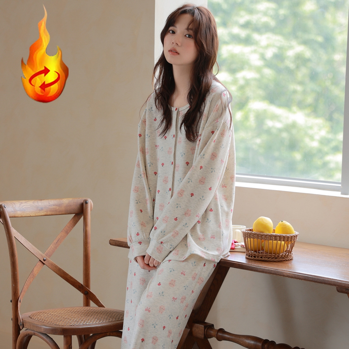 91家纺网 家纺一手货源 找家纺 洛兰沙家居馆 2025新款睡衣女长袖新款春秋双层羊绒德绒可外穿卡通开衫家居服套装韩版秋冬 42340