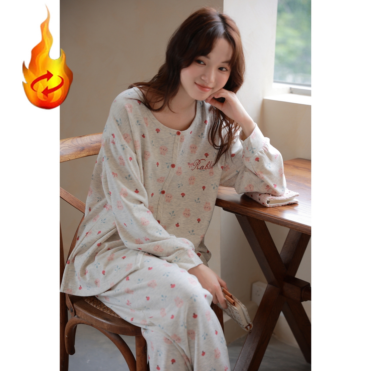 91家纺网 家纺一手货源 找家纺 洛兰沙家居馆 2025新款睡衣女长袖新款春秋双层羊绒德绒可外穿卡通开衫家居服套装韩版秋冬 42340