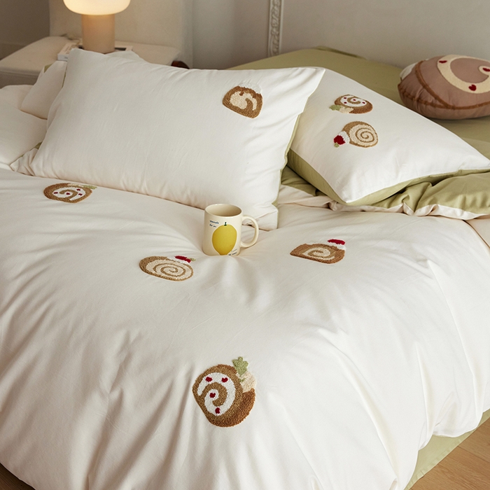 91家纺网 家纺一手货源 找家纺 安莱生活 2025新款贡缎磨毛60s绣花四件套-风格一 巧克力瑞士卷