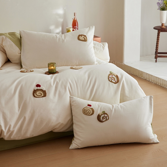 91家纺网 家纺一手货源 找家纺 安莱生活 2025新款贡缎磨毛60s绣花四件套-风格一 巧克力瑞士卷