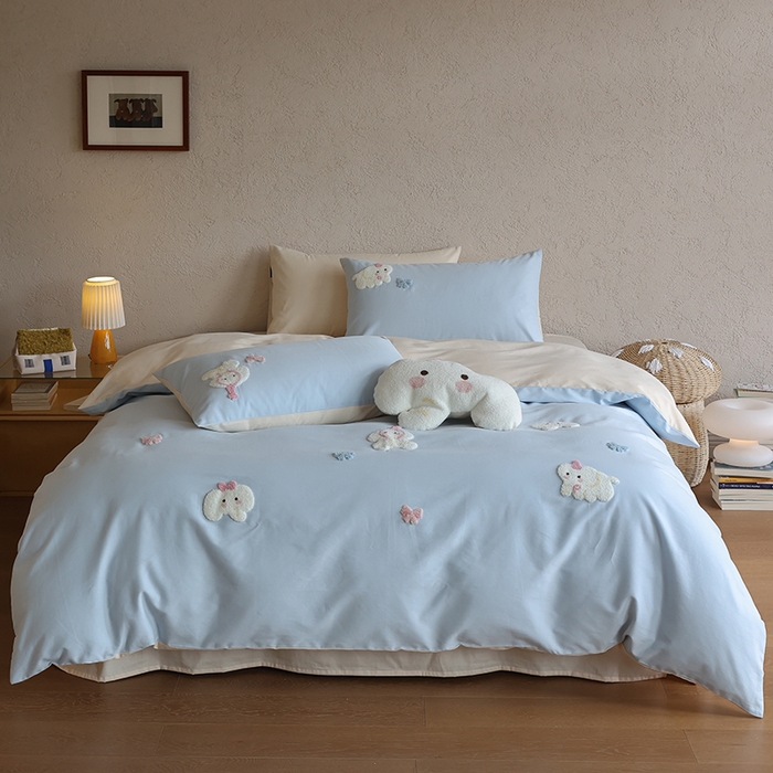 91家纺网 家纺一手货源 找家纺 （总）安莱生活 2025新款贡缎磨毛60s绣花四件套-风格二