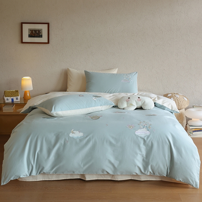 91家纺网 家纺一手货源 找家纺 （总）安莱生活 2025新款贡缎磨毛60s绣花四件套-风格二