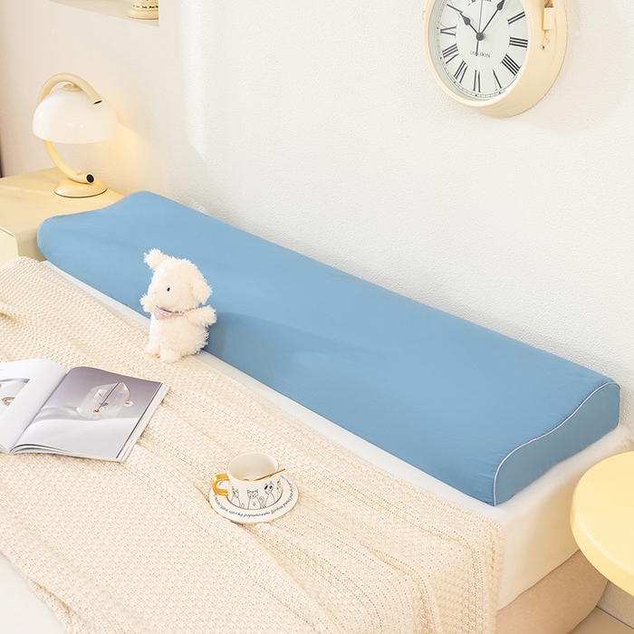 91家纺网 家纺一手货源 找家纺 良佐生活 2025新款40支全棉水洗棉乳胶枕双人长枕套 雾霾蓝