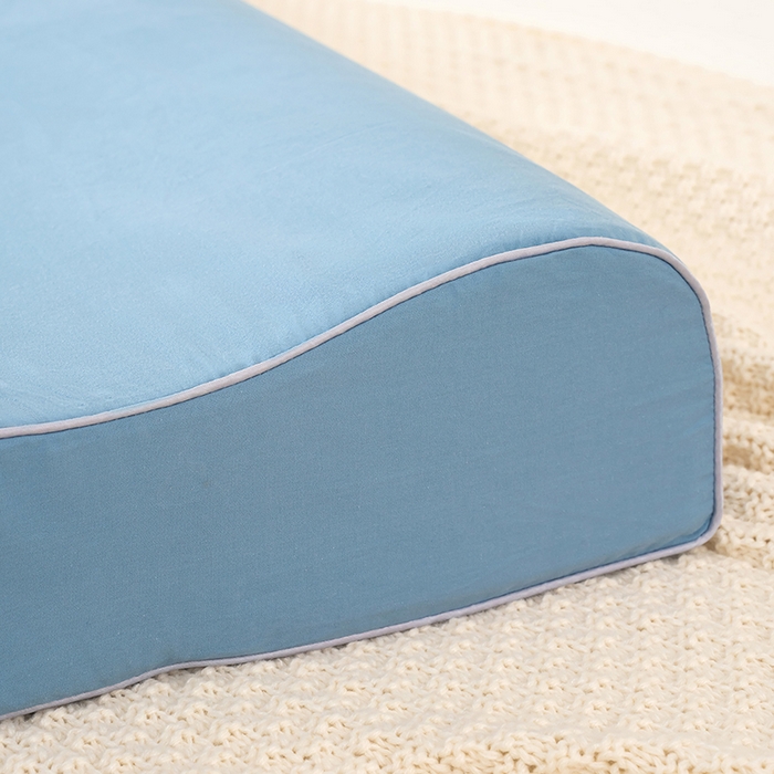 91家纺网 家纺一手货源 找家纺 良佐生活 2025新款40支全棉水洗棉乳胶枕双人长枕套 雾霾蓝