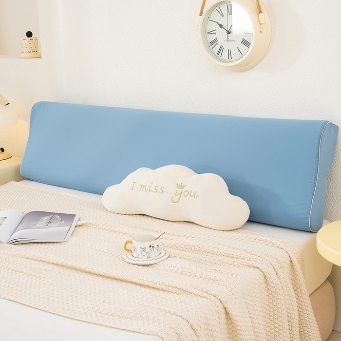 良佐生活 2025新款40支全棉水洗棉乳胶枕双人长枕套 雾霾蓝