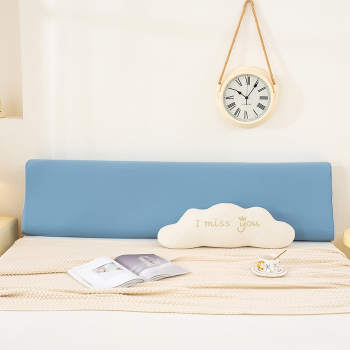 91家纺网 家纺一手货源 找家纺 良佐生活 2025新款40支全棉水洗棉乳胶枕双人长枕套 雾霾蓝