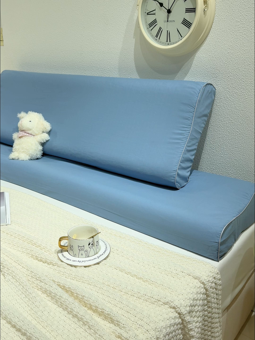 91家纺网 家纺一手货源 找家纺 良佐生活 2025新款40支全棉水洗棉乳胶枕双人长枕套 雾霾蓝