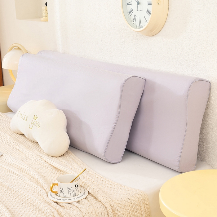 91家纺网 家纺一手货源 找家纺 良佐生活 2025新款40支全棉水洗棉乳胶枕双人长枕套 冰紫