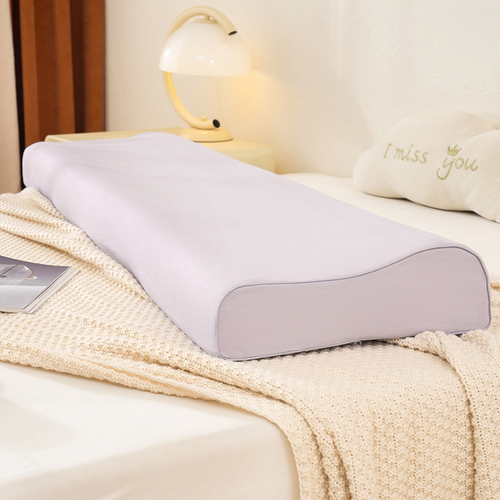 91家纺网 家纺一手货源 找家纺 良佐生活 2025新款40支全棉水洗棉乳胶枕双人长枕套 冰紫