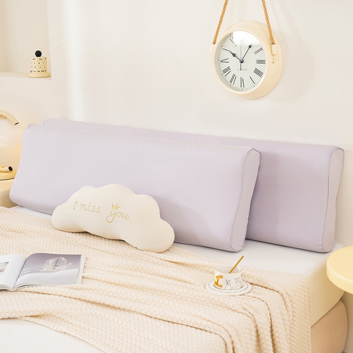 91家纺网 家纺一手货源 找家纺 良佐生活 2025新款40支全棉水洗棉乳胶枕双人长枕套 冰紫