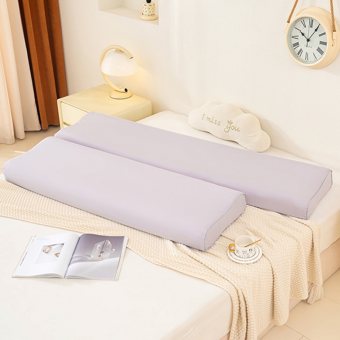 91家纺网 家纺一手货源 找家纺 良佐生活 2025新款40支全棉水洗棉乳胶枕双人长枕套 冰紫