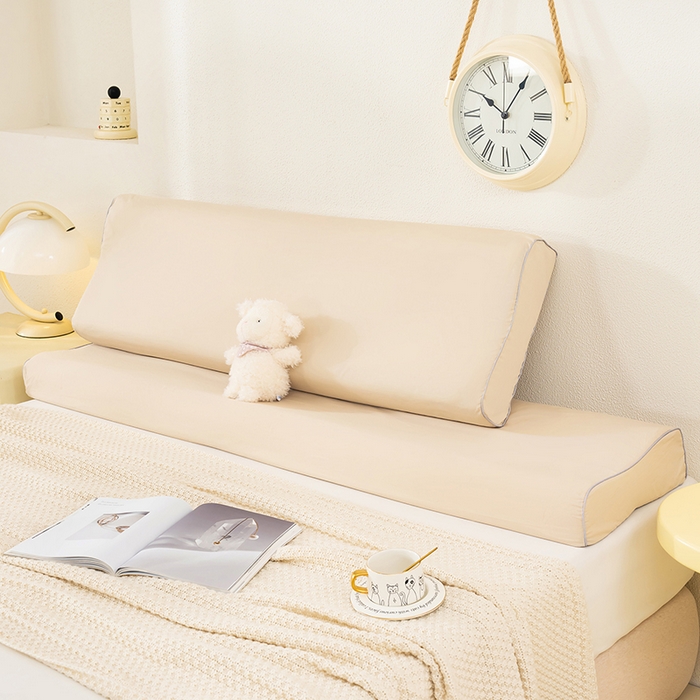 91家纺网 家纺一手货源 找家纺 良佐生活 2025新款40支全棉水洗棉乳胶枕双人长枕套 月影驼