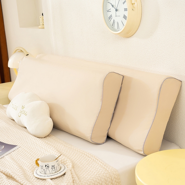 91家纺网 家纺一手货源 找家纺 良佐生活 2025新款40支全棉水洗棉乳胶枕双人长枕套 月影驼