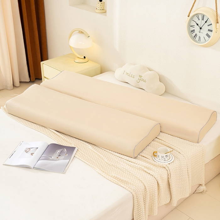 91家纺网 家纺一手货源 找家纺 良佐生活 2025新款40支全棉水洗棉乳胶枕双人长枕套 月影驼