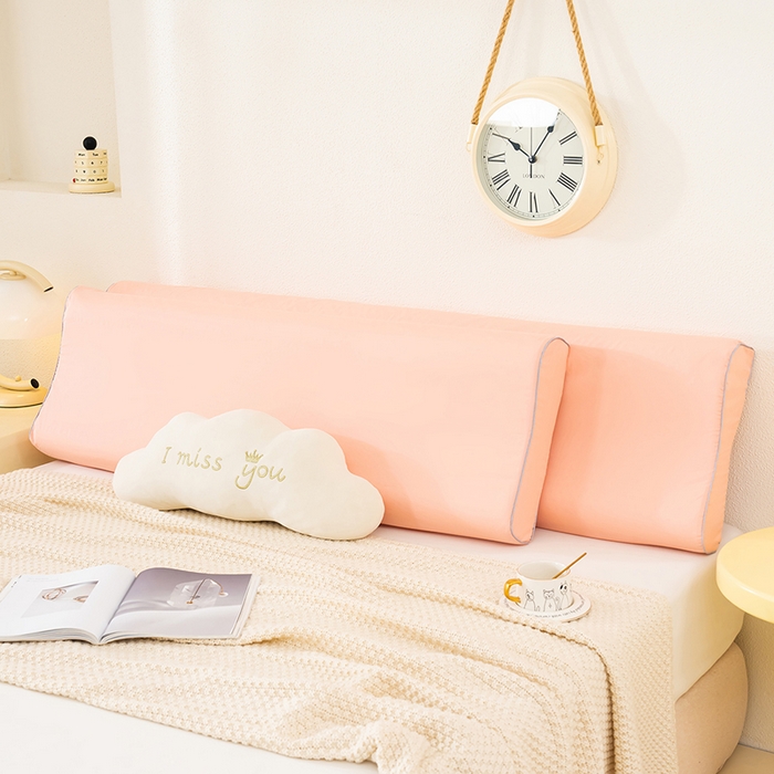 91家纺网 家纺一手货源 找家纺 良佐生活 2025新款40支全棉水洗棉乳胶枕双人长枕套 樱花粉