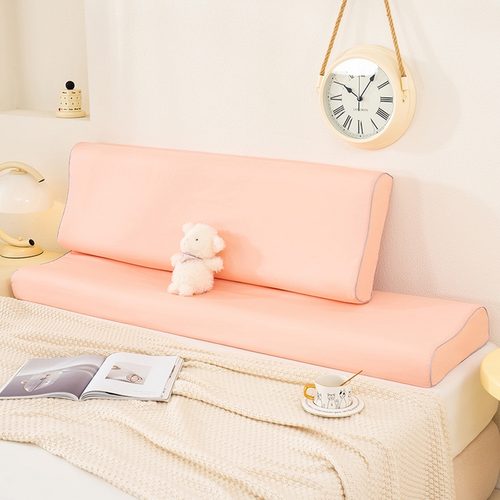 91家纺网 家纺一手货源 找家纺 良佐生活 2025新款40支全棉水洗棉乳胶枕双人长枕套 樱花粉