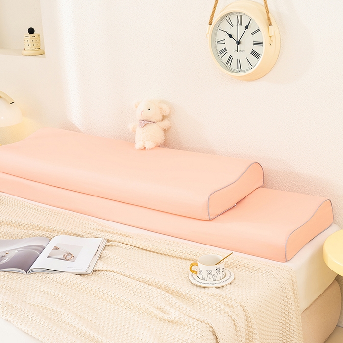 91家纺网 家纺一手货源 找家纺 良佐生活 2025新款40支全棉水洗棉乳胶枕双人长枕套 樱花粉