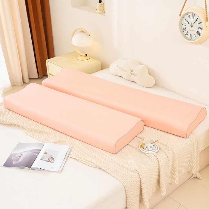 91家纺网 家纺一手货源 找家纺 良佐生活 2025新款40支全棉水洗棉乳胶枕双人长枕套 樱花粉