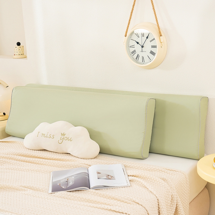 91家纺网 家纺一手货源 找家纺 良佐生活 2025新款40支全棉水洗棉乳胶枕双人长枕套 景致绿