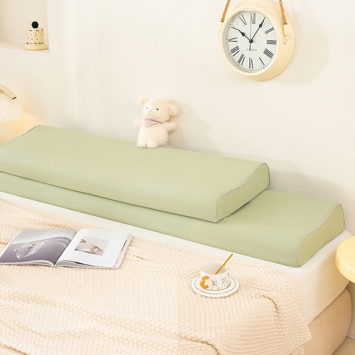 91家纺网 家纺一手货源 找家纺 良佐生活 2025新款40支全棉水洗棉乳胶枕双人长枕套 景致绿