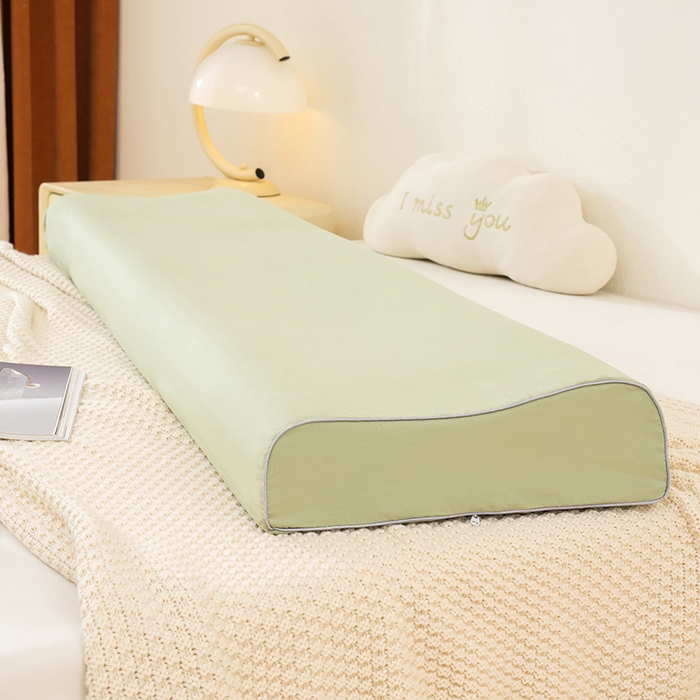 91家纺网 家纺一手货源 找家纺 良佐生活 2025新款40支全棉水洗棉乳胶枕双人长枕套 景致绿