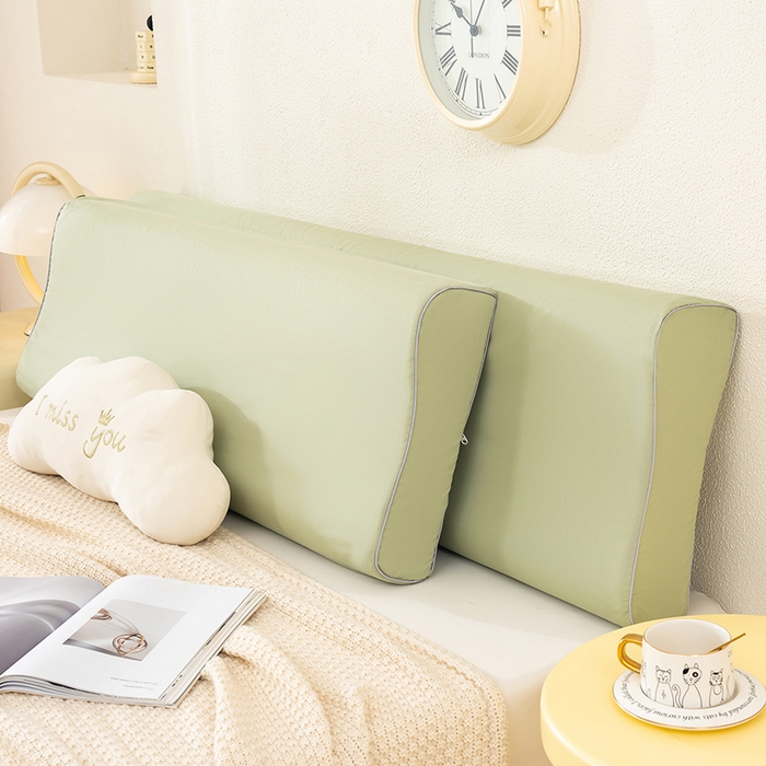 91家纺网 家纺一手货源 找家纺 良佐生活 2025新款40支全棉水洗棉乳胶枕双人长枕套 景致绿