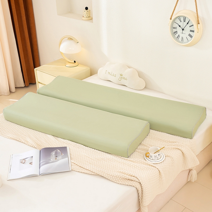 91家纺网 家纺一手货源 找家纺 良佐生活 2025新款40支全棉水洗棉乳胶枕双人长枕套 景致绿