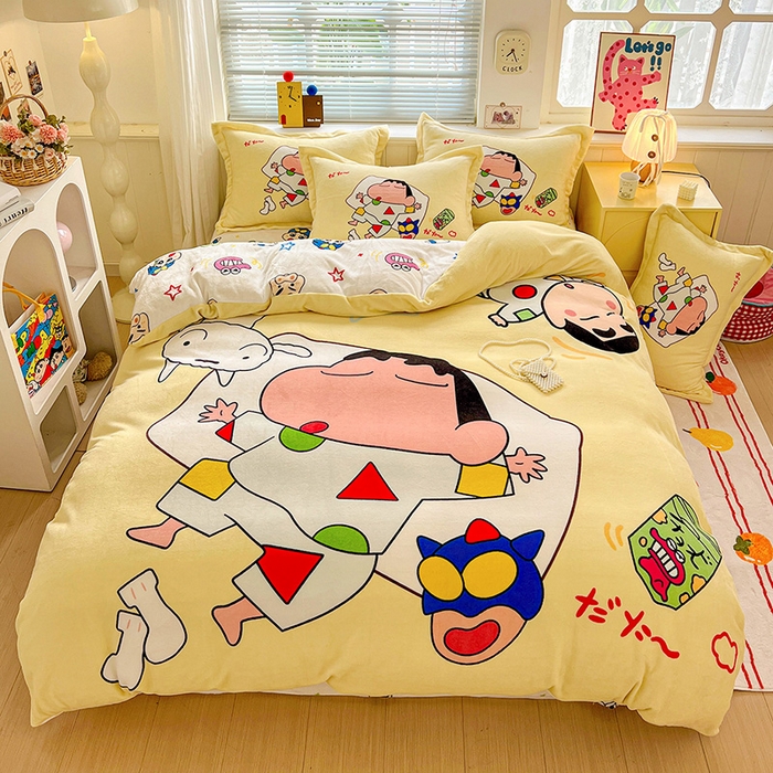 91家纺网 家纺一手货源 找家纺 （总）KT猫直营店 2025新款大版数码印花高克重卡通牛奶绒四件套