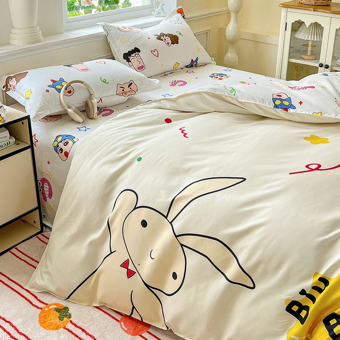 91家纺网 家纺一手货源 找家纺 KT猫直营店 2025新款卡通斜纹磨毛大版四件套 童趣小新