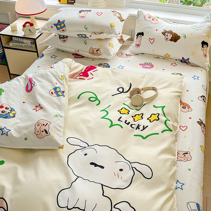 91家纺网 家纺一手货源 找家纺 KT猫直营店 2025新款卡通斜纹磨毛大版四件套 童趣小新