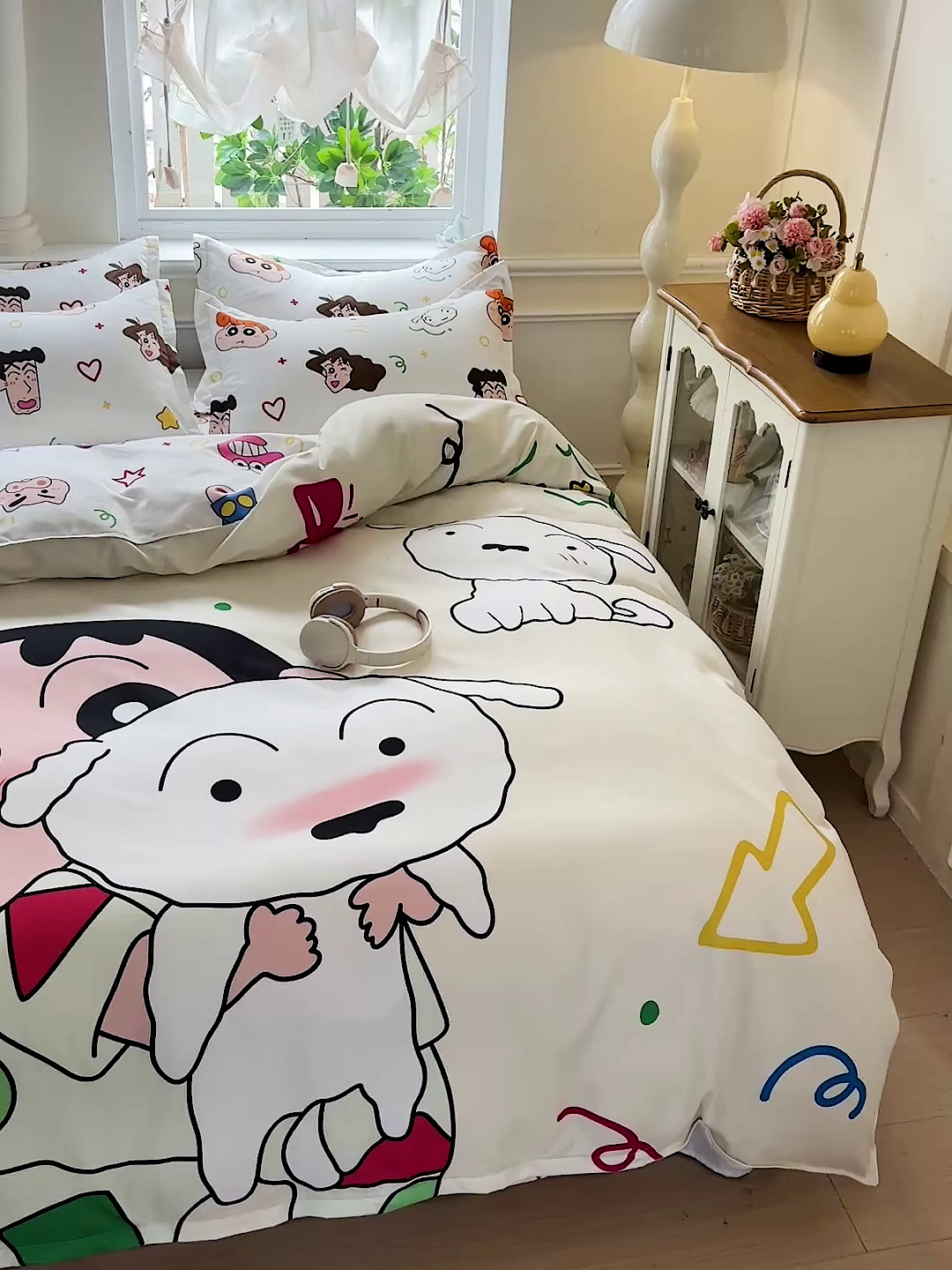 91家纺网 家纺一手货源 找家纺 KT猫直营店 2025新款卡通斜纹磨毛大版四件套 童趣小新