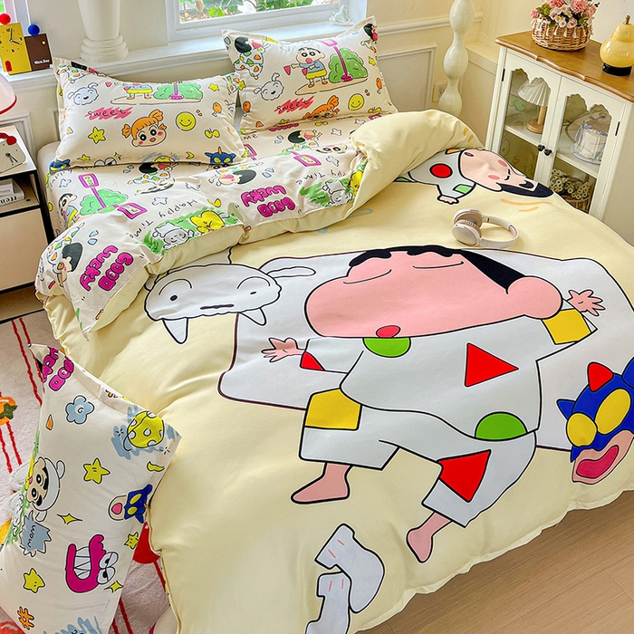 91家纺网 家纺一手货源 找家纺 KT猫直营店 2025新款卡通斜纹磨毛大版四件套 小新之梦